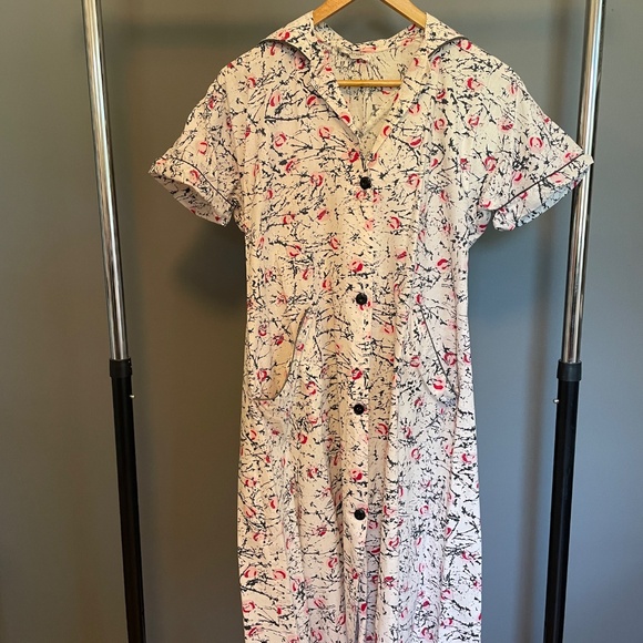 Retro 1950's Button Front House Dress - Picture 6 of 6